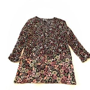 Black with pink floral top